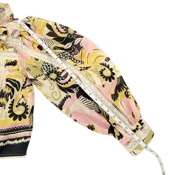 FARM RIO Vintage Forest Lace Trim Tie Neck Blouse M - Picture 12 of 12